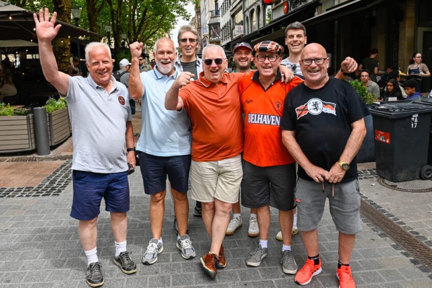 Supporters get ready for Dundee United's second leg clash with UNA Strassen.