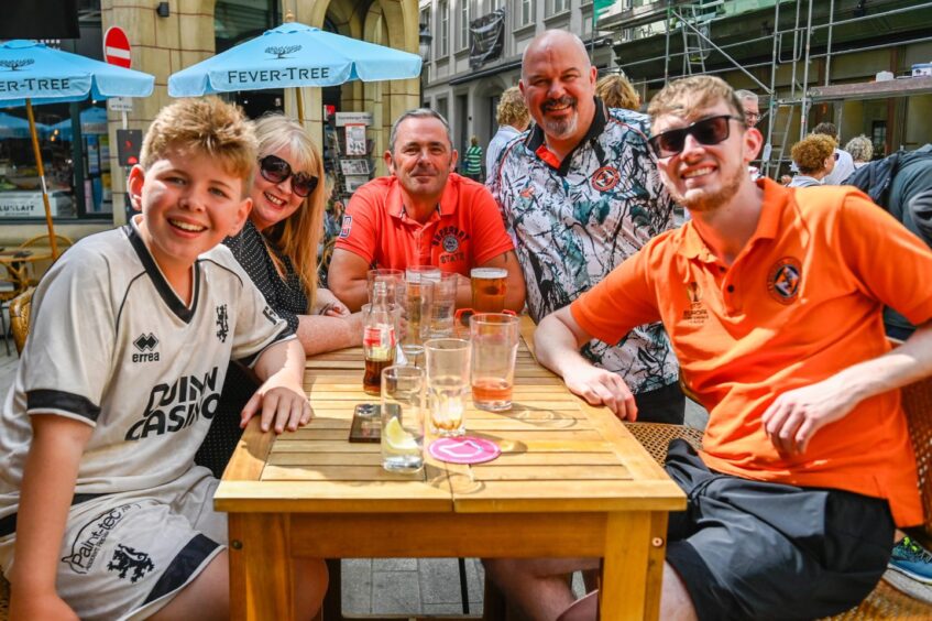 Marcus and Linda Brockie, Steven McMeney, Scott Brockie and Andrew Bow in the Luxembourg sun.