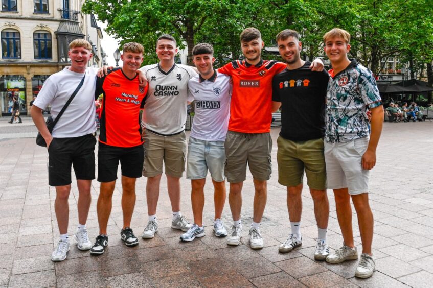 An excited bunch of Dundee United fans.