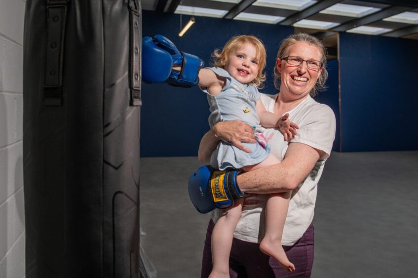 Nic with daughter Quinn at Perth Fitness Studios.