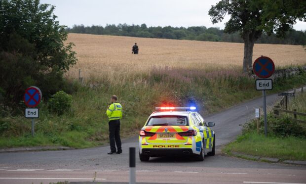 Police at the A92 near Newport.