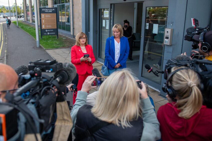 Sandie Peggie (right) and her solicitor, Margaret Gribbon. Image: Kim Cessford/DC Thomson. 