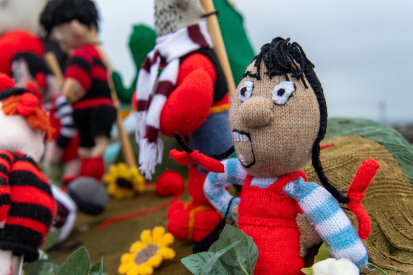 Arbroath Woolly Workers comic characters display. 