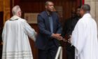 Richard Gomo leaving the memorial service. Image: Kenny Smith/DC Thomson