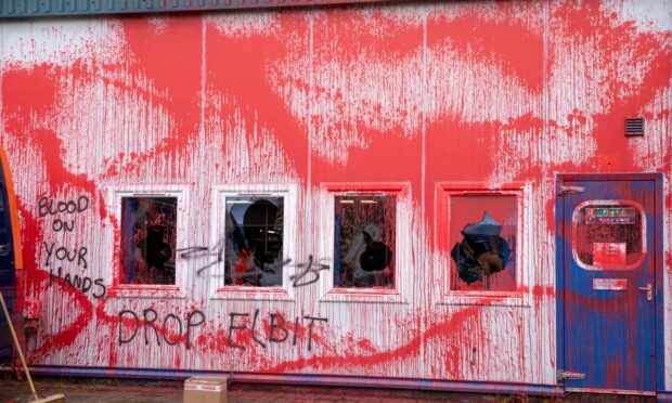 The Cromwell Tools building in Glenrothes was targeted by pro-Palestine campaigners. Image: Kenny Smith/DC Thomson