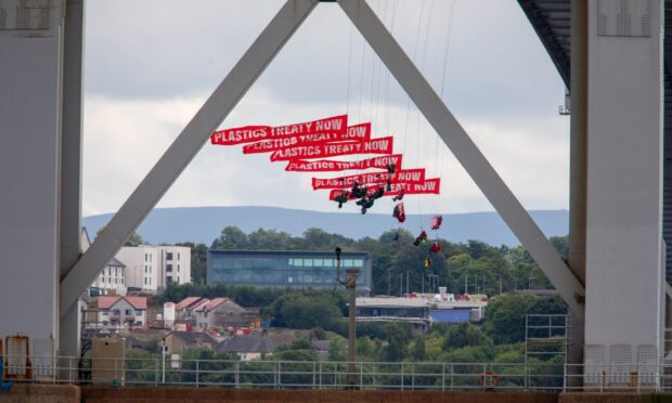 Greenpeace is protesting  an Ineos gas shipment set to arrive in Grangemouth. Image: Kenny Smith/DC Thomson