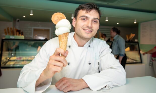 Jannettas Gelateria boss Lewis Hazel with ice cream cone