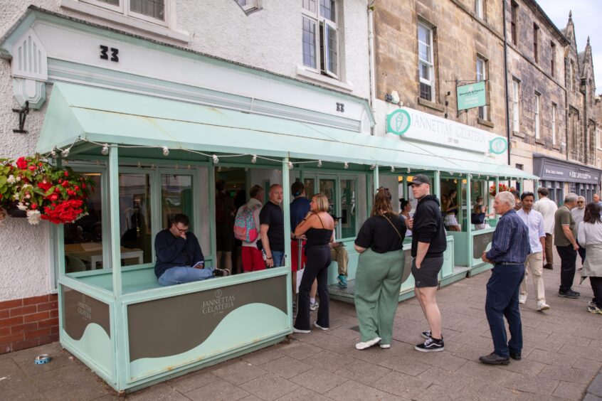 Queue outside Jannettas Gelateria in St Andrews