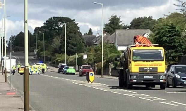 Scene of a crash on Strips of Craigie Road, Dundee.