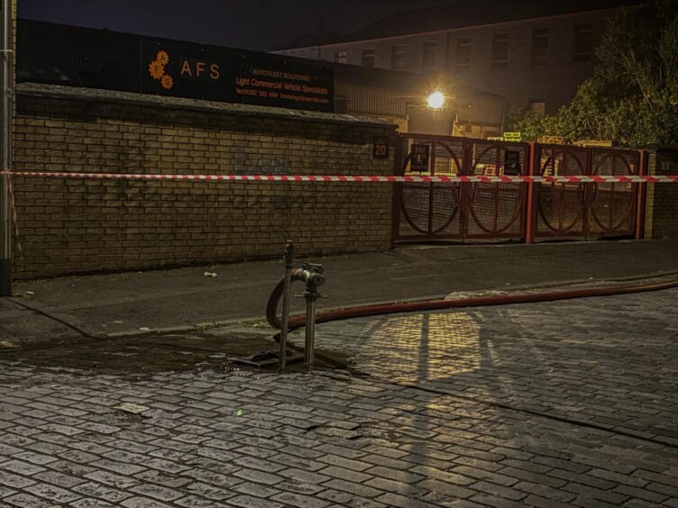 Cordons were put in place around the area affected by the Dundee fire.