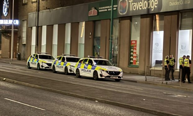 Police cars outside Dundee's Grosvenor Casino.