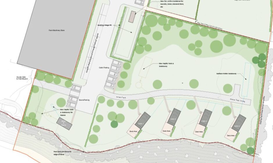 Montrose glamping site layout.