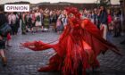 Saoirse Amira Anis performs as the sun sets on Art Night, 2023. Image: Mhairi Edwards/DC Thomson.