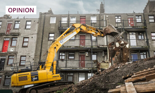 The flats at 219 – 245 Blackness Road stood for more than a century before being demolished. Image: DC Thomson.