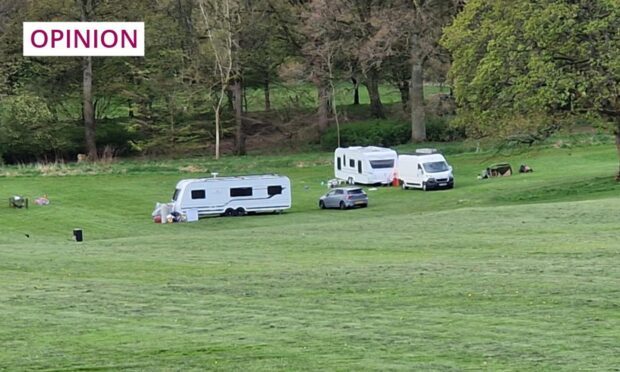 Travellers at Camperdown Park. Image: DC Thomson