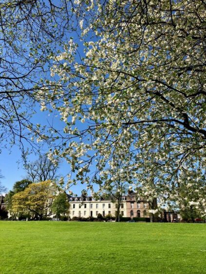 South Inch Park, with The Townhouse, on Marshall Place, beyond