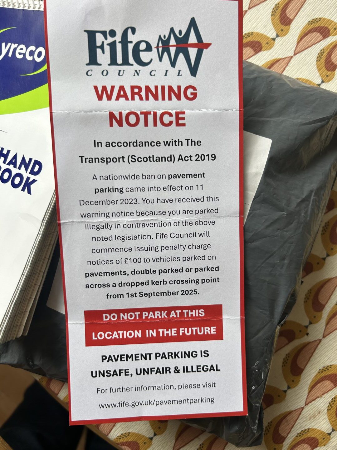 Fife Council's warning to drivers.