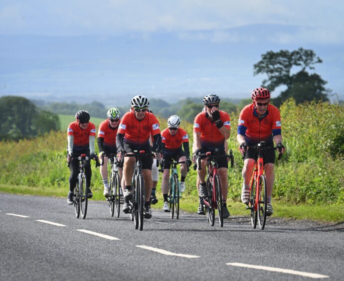 Fife grandad Rob and the other members of the team taking part in the cycling challenge for Parkinson's research.