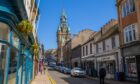 View of Dunfermline City Chambers, Town Hall and High Street area from Bridge Street.