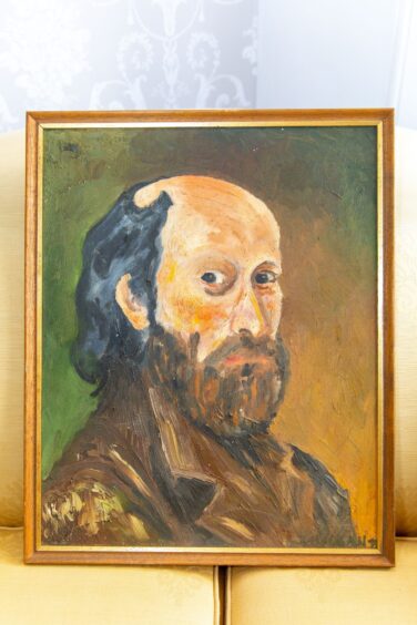 Artist Jack Vettriano's framed portrait of Paul Cezanne, painted around 1979. 