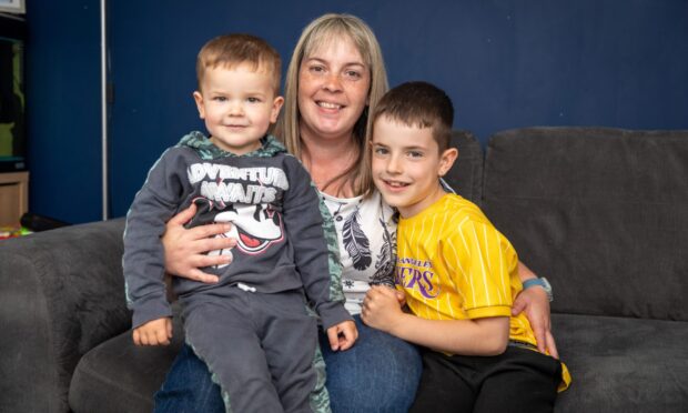 Aberfeldy mum Aimee Matthew with her two sons Mylo, 8 and Xander, 2.