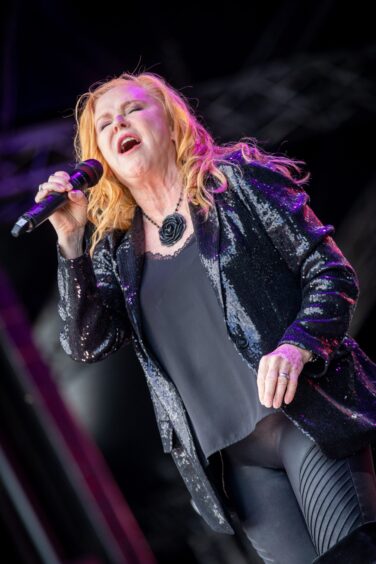 T'Pau lead singer Carol Decker takes to the stage at the Discovery Festival in Dundee.