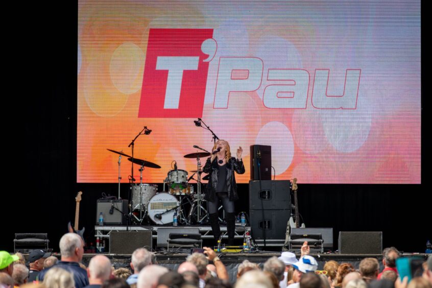 A crowd of fans enjoy the music of T'Pau during the Discovery Festival in Dundee.