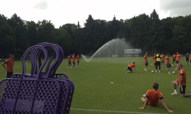 Dundee United players prepare for their Tuesday morning session