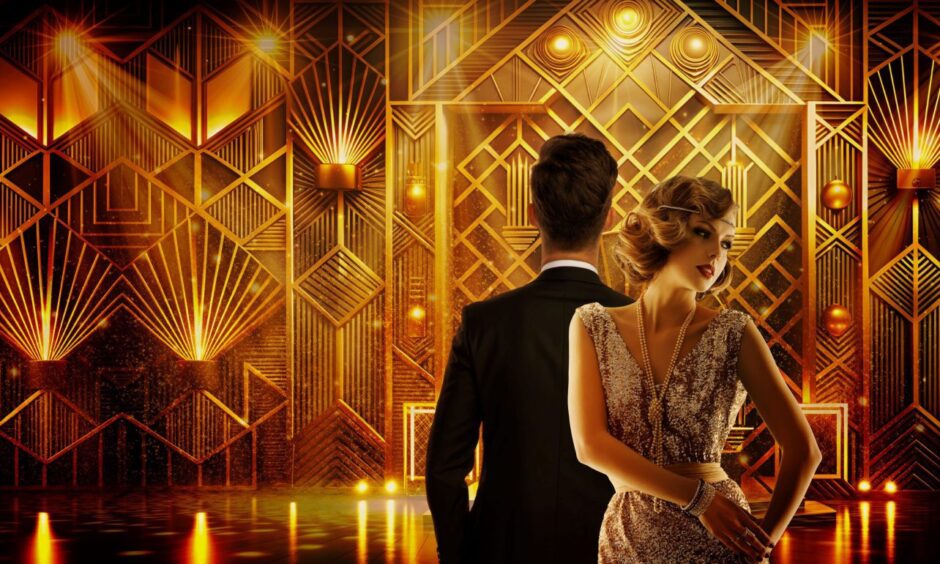 a man and a woman in a promo image for The Great Gatsby at Pitlochry Festival Theatre, Perthshire.