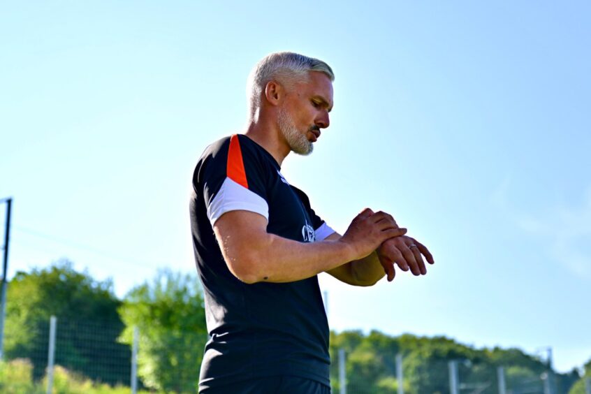 Jim Goodwin puts his side through their paces at the Stade Municipal in Differdange