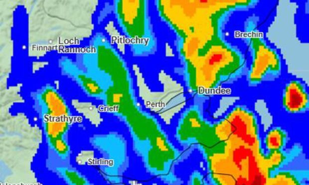 Heavy rain is expected across Tayside Fife and Stirling