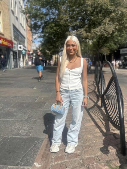 Victoria Lucy enjoying a day out in Dundee.
