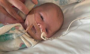 Vinnie Beau receives treatment at the Royal Hospital for Children in Glasgow.