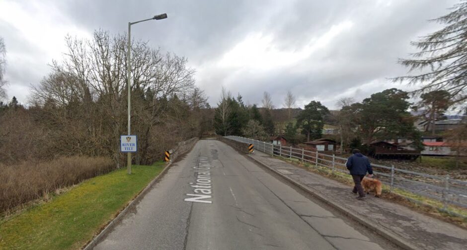 Road bridge crossing River Tilt.