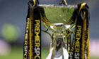 A close-up of the Premier Sports Cup trophy.