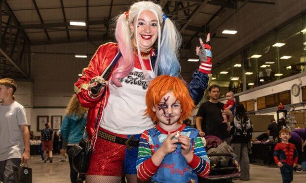 Isabell Patrick poses with 'Harley Quinn'. Image: Ethan Williams