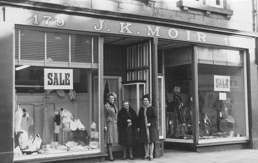 Staff members outside J.K. Moir in 1973.