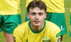 Louis Lloyd in Caernarfon Town's team photo before a European game.