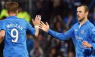 Steven MacLean and Dave Mackay celebrate a St Johnstone goal.