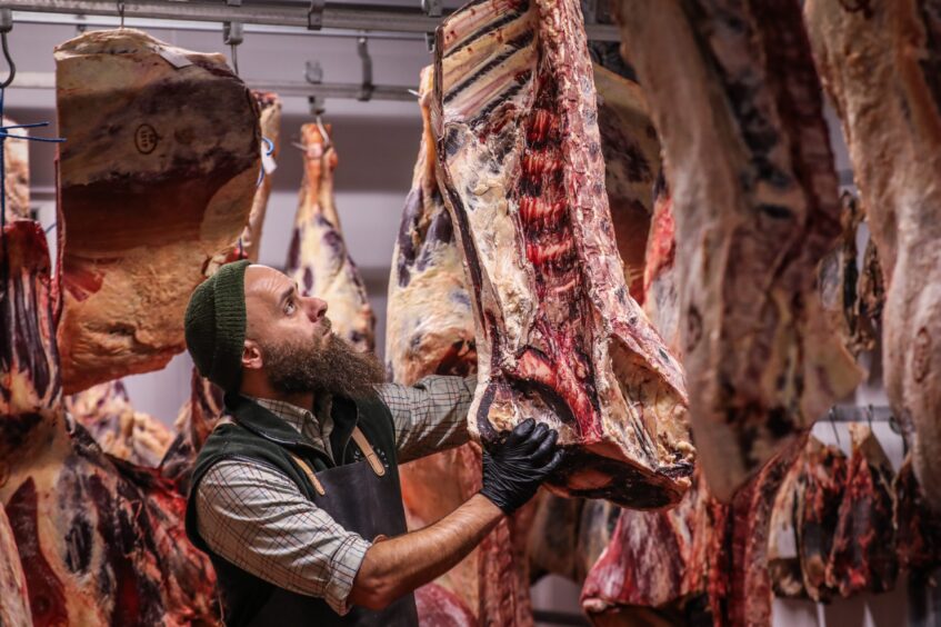 Inside the red meat fridge at Balcaskie Estate