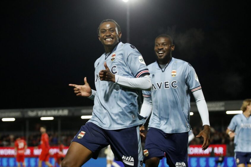 Amar Fatah celebrates his sole goal for Willem II.