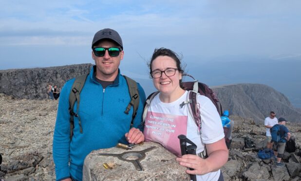 Nicholas and Louise Smart on the summit of Ben Nevis. Image: Supplied