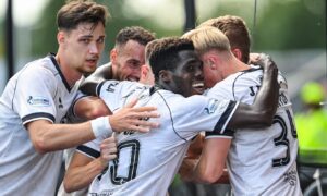 Falkirk 2-2 Dundee United: Jim Goodwin hails ‘great advert’ for Premiership as injured Kristijan Trapanovski faces specialist verdict