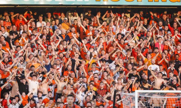 The Dundee United fans in full voice.