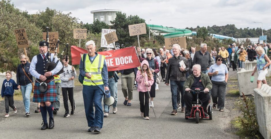 Burntisland harbour protest march sees 400 people demand action