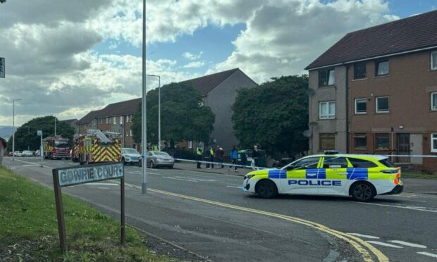 Firefighters on Charleston Drive, Dundee.
