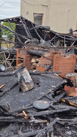 A shed and other items destroyed by the fire.