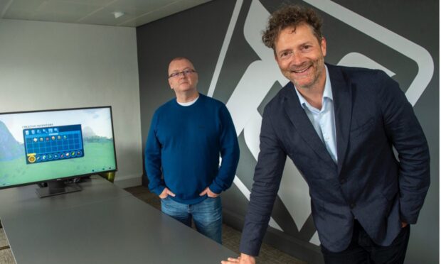 Paddy Burns and Chris van der Kuyl, the founders of 4J Studios, who have just opened a new office in Edinburgh as work on its upcoming game Reforj intensifies. Image: Supplied