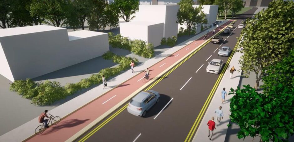 An animated image of how Liff Road could look in the future.