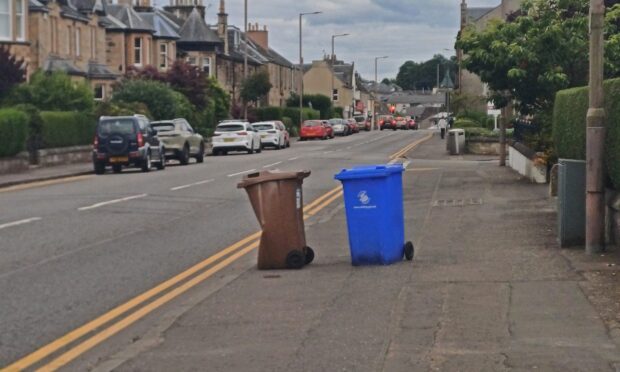 Warped brown wheelie bins were spotted across Stirling. Image: Isla Glen/DC Thomson